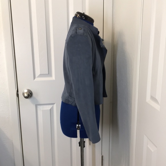Banana Republic Slate Blue Faux Suede Moto Jacket Size S - Picture 11 of 14